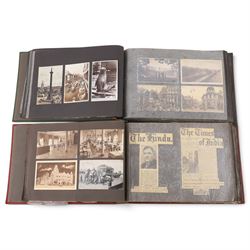 Two early to mid 20th century postcard albums, containing black and white and colour postc...