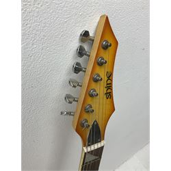 Shine offset V-shaped six string electric guitar, in fitted case