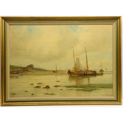  Fishing Boats on the Shore, 20th century colour print 68cm x 98cm  