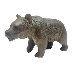 Black forest style carved wooden bear, H12cm