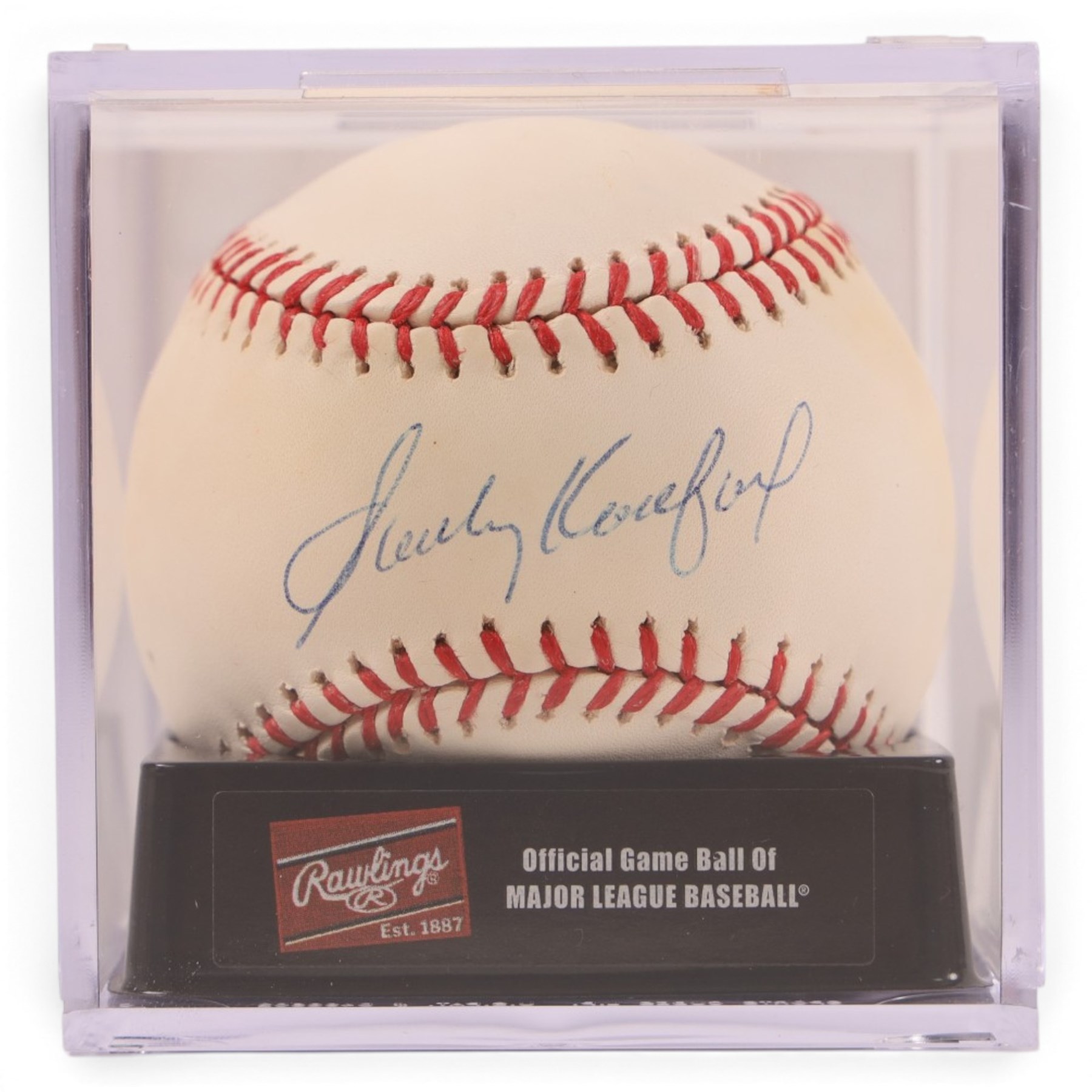 Five signed Rawlings baseballs, comprising Tom Glavine with HOF 2014 inscription, Mike Piazza, Sandy Koufax, Tom Seaver with HOF '92 inscription and Nolan Ryan with HOF '99 inscription, together with a signed Tampa Bay Devil Rays baseball, with acrylic cases and certificates of authenticity (6)