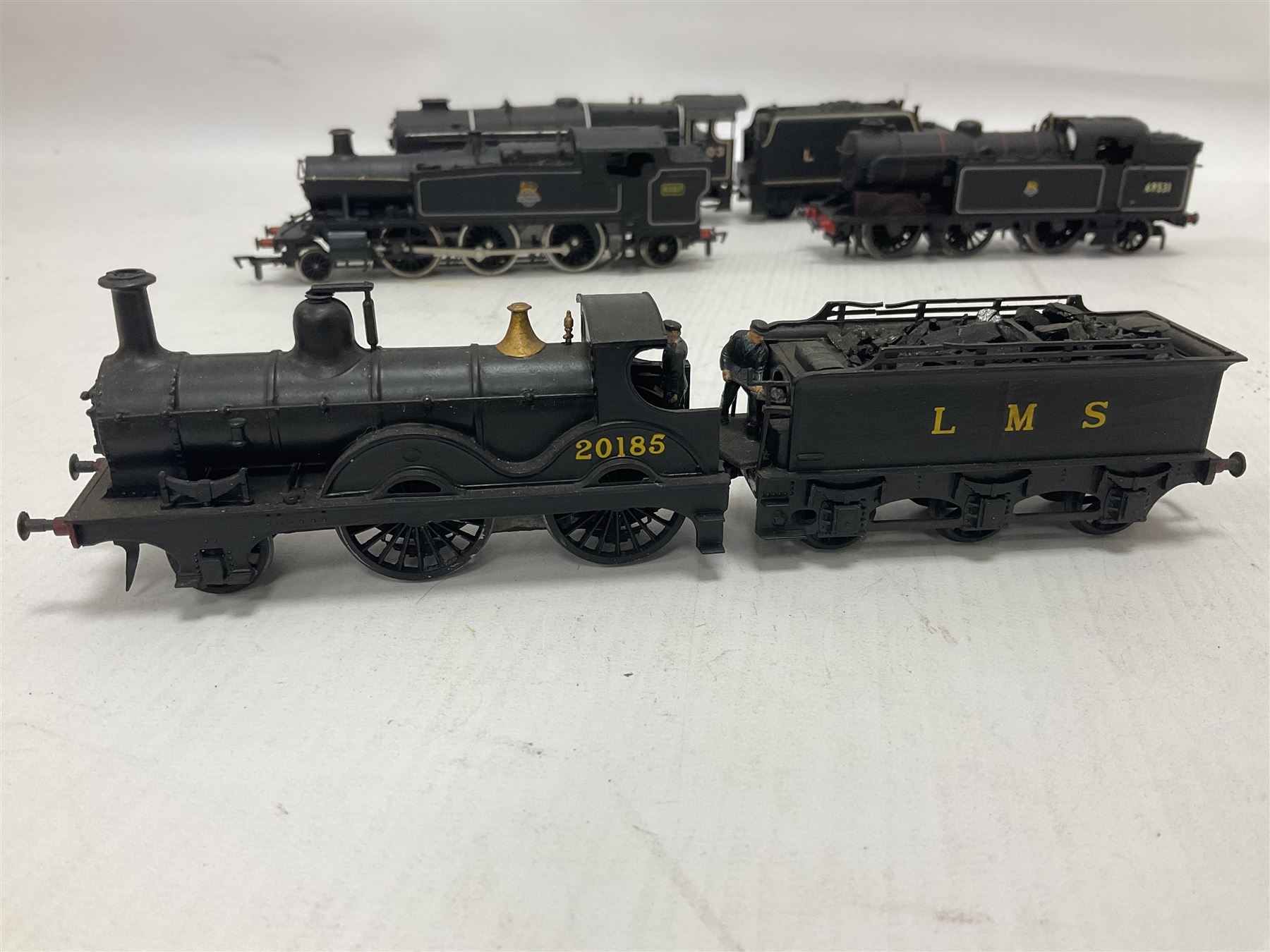 Airfix ‘00’ gauge - seven locomotives comprising Class 7P (Royal Scot) ‘Royal Scots Fusilier’ 4-6-0 no.6103 in LMS black with Mainline tender; two Class N2 0-6-2T no.69531 in BR black; Class 1282 2-4-0 no.20185 in LMS black; Class 61XX 2-6-2T no.6167 in BR black; Class 14XX 0-4-2T no.1466 in GWR green, all unboxed; Class 4F 0-6-0 no.4454 in LMS black, in original box (7)