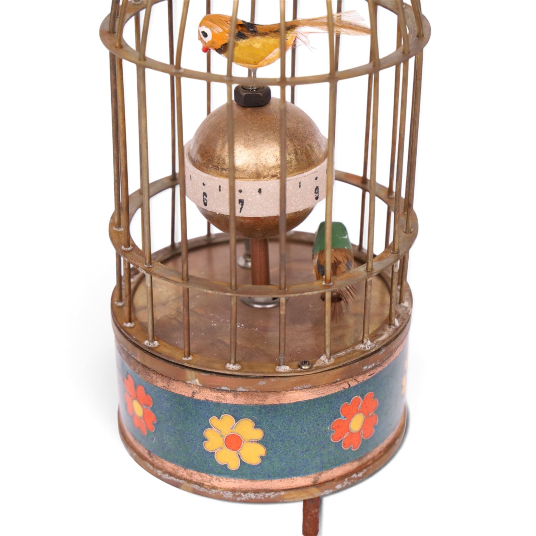 Modern bird cage automaton clock, with clockwork movement, H19cm