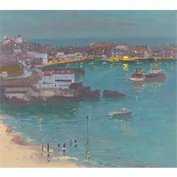 Douglas Hill (British 1953-): 'November Evening - St Ives', oil on canvas, signed titled a...