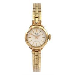Majex ladies 9ct gold manual wind wristwatch, Edinburgh 1962, on integral 9ct gold bracelet, hallmarked