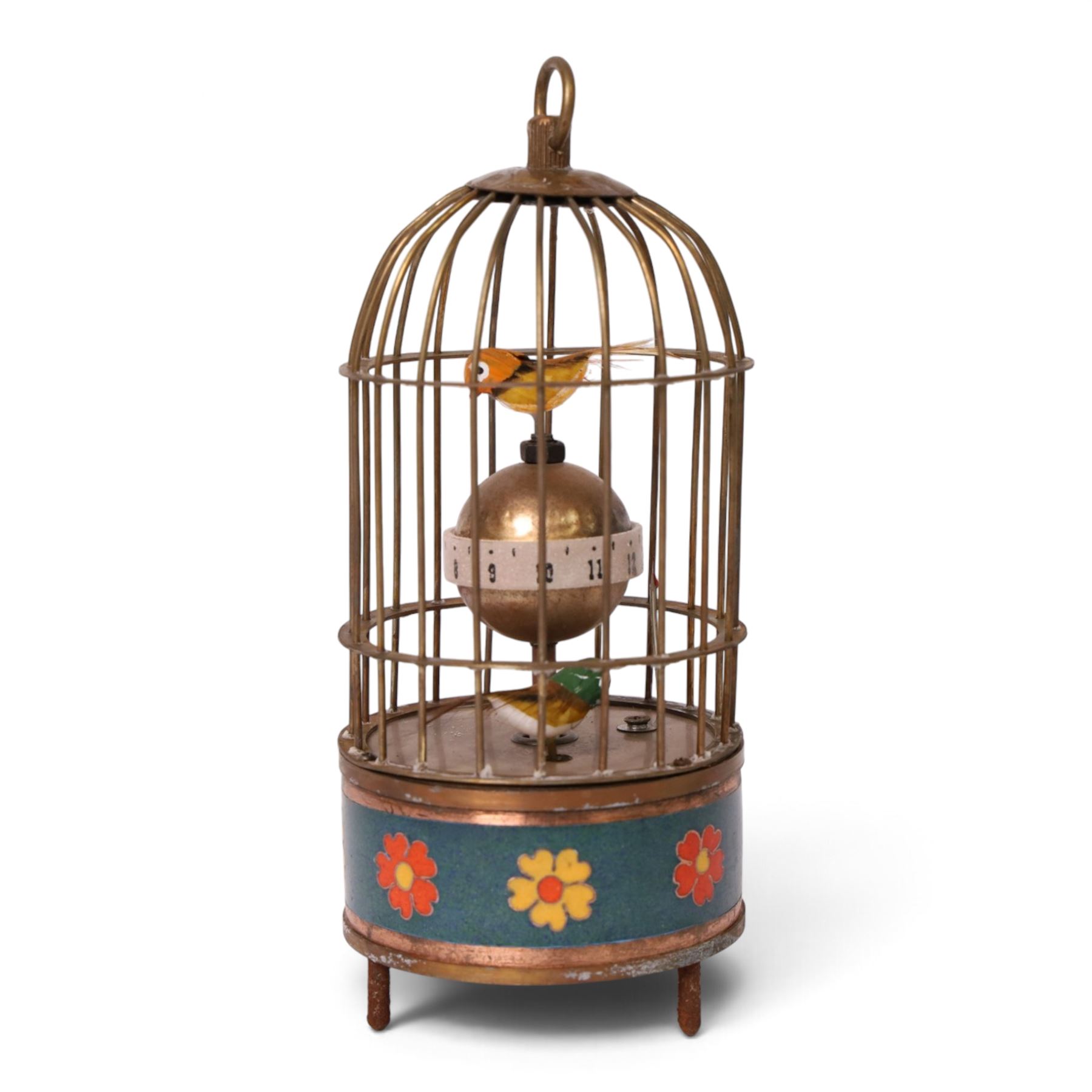 Modern bird cage automaton clock, with clockwork movement, H19cm