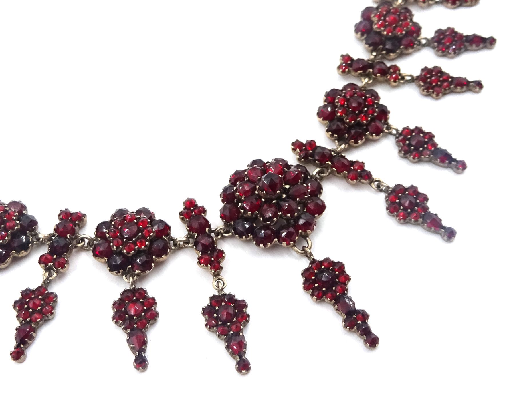 Victorian Bohemian garnet graduating fringe necklace