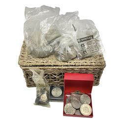 Coins including Great British pre-decimal, King George VI 1937 crown, various pre 1920 and pre 1947 silver threepence pieces etc