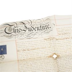 William and Mary indenture 1691,  Queen Anne indenture between John Waldrom of Oadby and George Durnor, mortgage document and other indentures