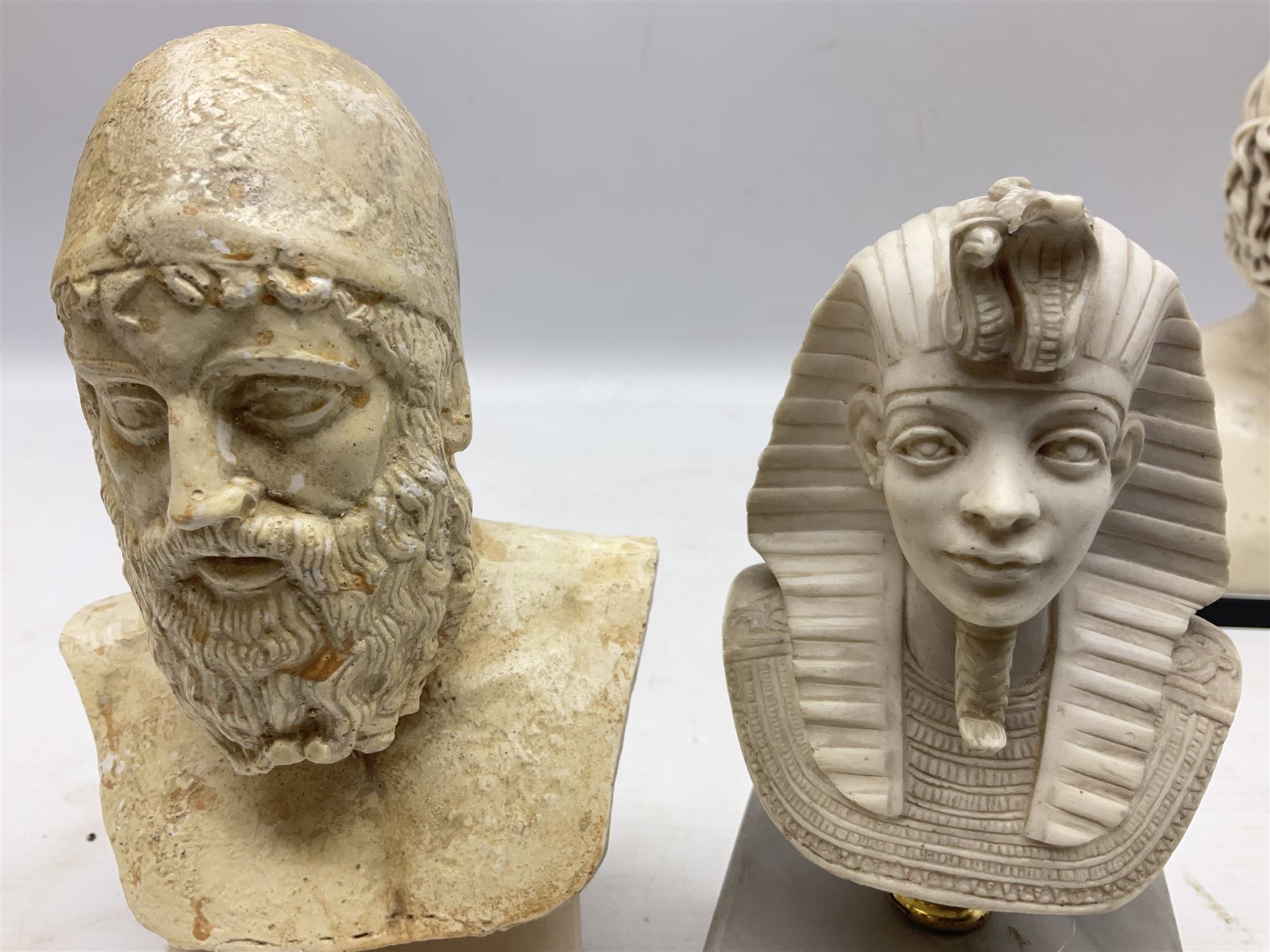 Italian bust of Napoleon Bonaparte, signed G. Ruggeri, together with three other busts, tallest H23cm