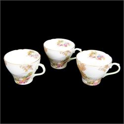 Shelley Heather pattern coffee service for six, including coffee pot, milk jug, two open sucrier, coffee cups and saucers, tea cups and saucers, etc