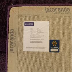 Jacaranda - 'Satara' damson coloured low pile hand woven rug, tencel yarn with cotton backing 