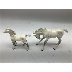 Seven Beswick figures of horses, including Connemara pony in grey no.1641, Arab in bay no.1265, large foal in grey no.947 etc, together with a Goebel figure of a horse (8)
