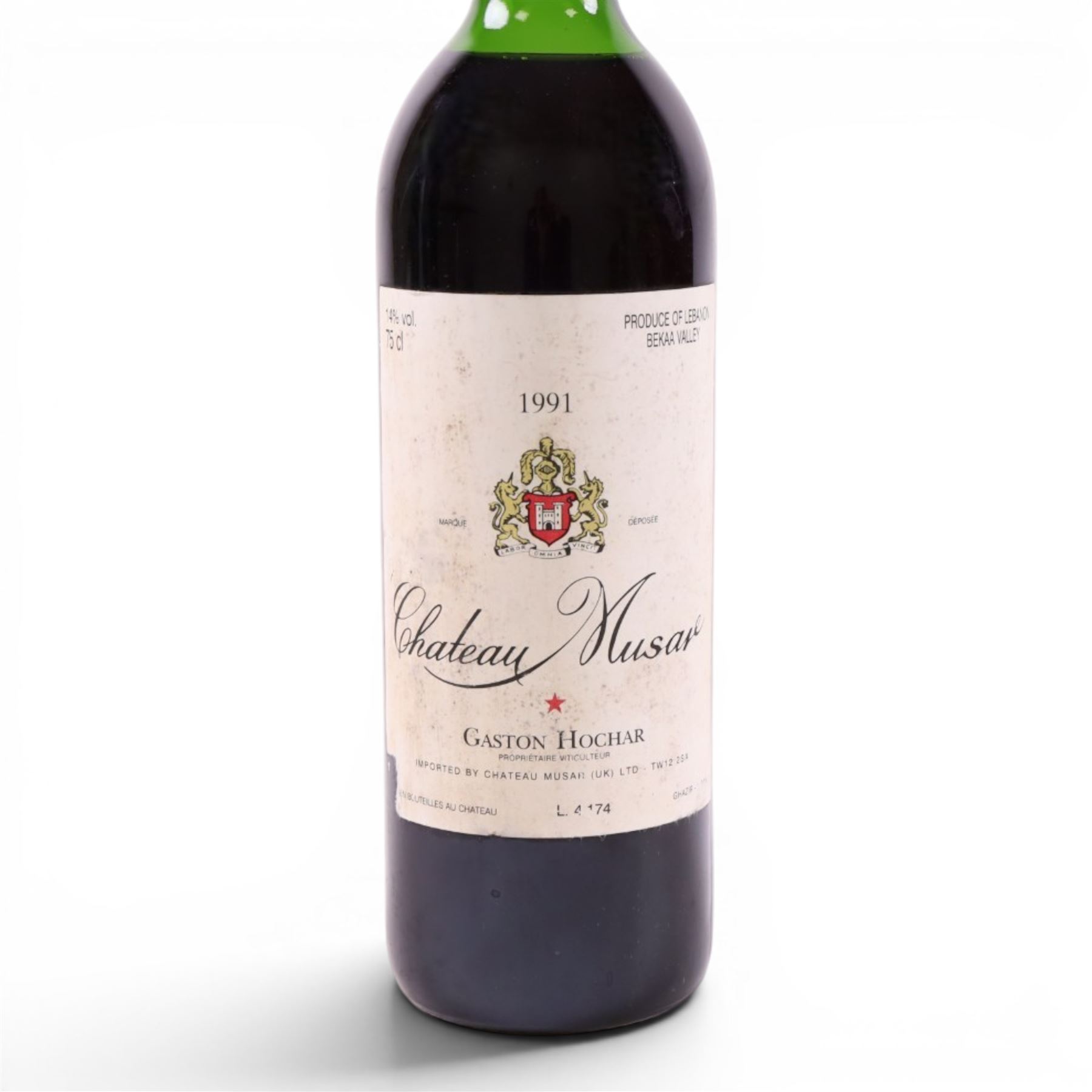Chateau Musar, 1991, Gaston Hochar, 75cl, 14% vol 