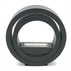  Conmoto style ethanol fire, circular frame, black painted finish, with pebbles, W79cm, H80cm, D25cm  