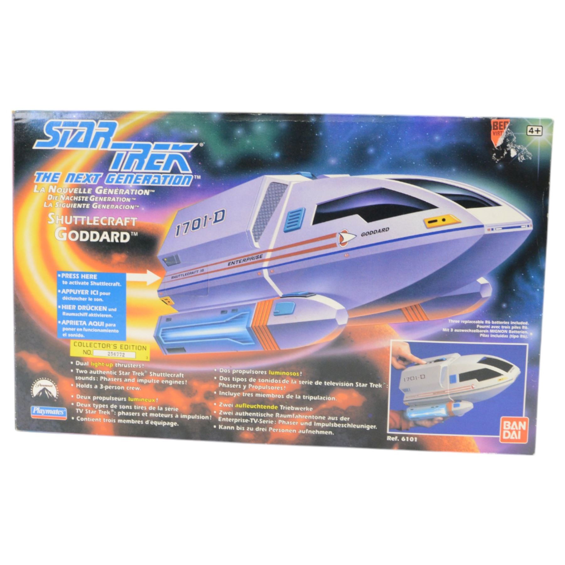 Three Bandai Playmates Star Trek playsets, comprising Transporter collector's edition no. 152714, Starship Enterprise collector's edition no. and Shuttlecraft Goddard collector's edition no. 256772, both boxed