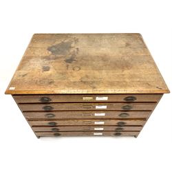Early 20th century oak plan chest, six drawers