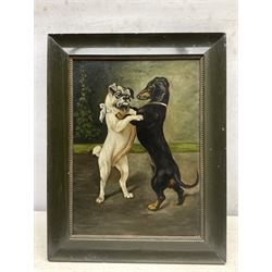 After Heinrich Sperling (German 1844-1924): Dog Fight, oil on canvas indistinctly signed 34cm x 24.5cm 