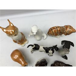 Collection of Russian Lomonosov USSR animal figures, to include  lynx, tiger, red panda, sealion, panada, etc 