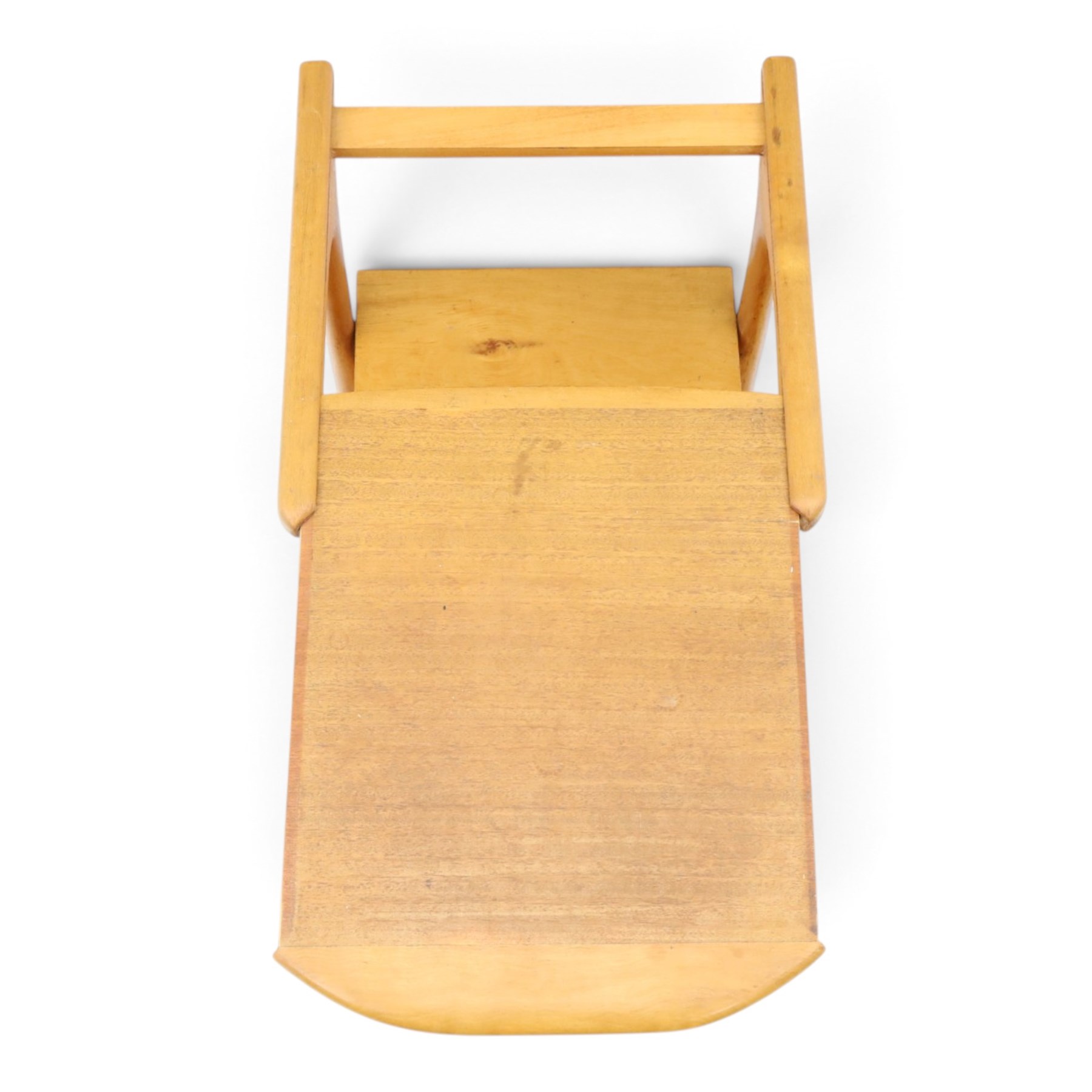 Mid-20th century teak side table with sliding top tray, raised sliding top above an open recess with two shelves, shaped frame support