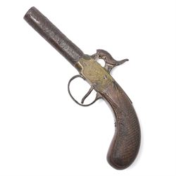 19th century French Chassepot bayonet with 57cm blade, engraved and dated 1868 with brass grip and a percussion pocket pistol 