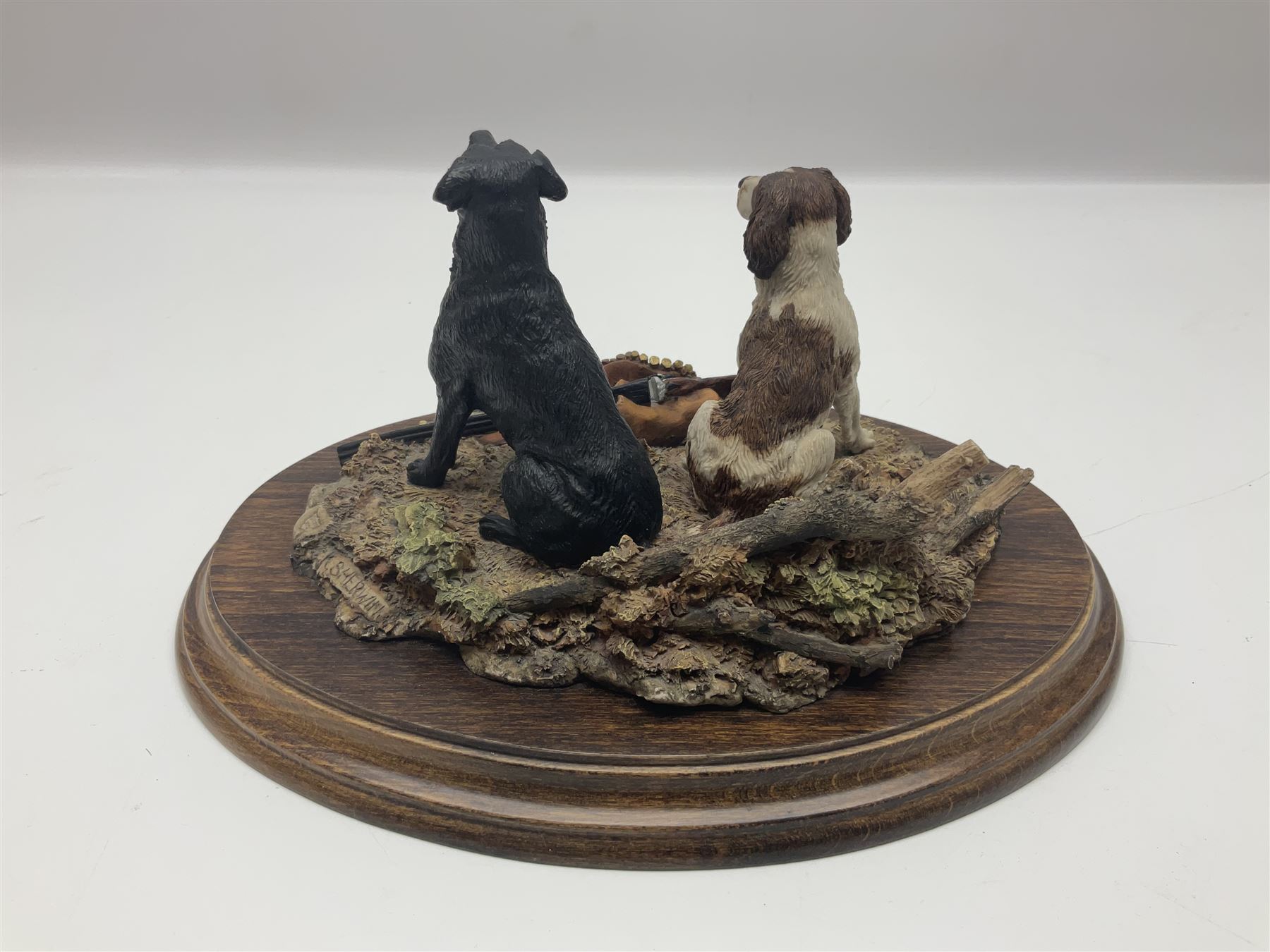 Four Country Artists figures, comprising Shooting figure group by K.Sherwin, Gun dog figure group, First Brace - Labrador and First Brace - Springer, largest H35cm 