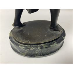 After C. Rochlitz, bronze, modelled as a semi nude female figure, upon a marble plinth, overall H31cm