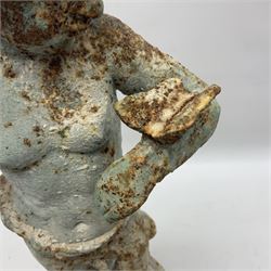 Garden ornament modeled as a putti with butterfly, H50cm