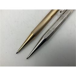 Group of four Yard-O-Led propelling pencils, comprising a silver pencil hallmarked E Baker & Son, Birmingham 1980, a rolled gold example with engine turned decoration, and two further pencils, two with boxes, largest L13cm (4)