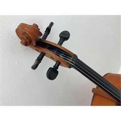 Modern student's three-quarter size cello with 70cm two-piece maple back and ribs and spruce top, L113cm overall