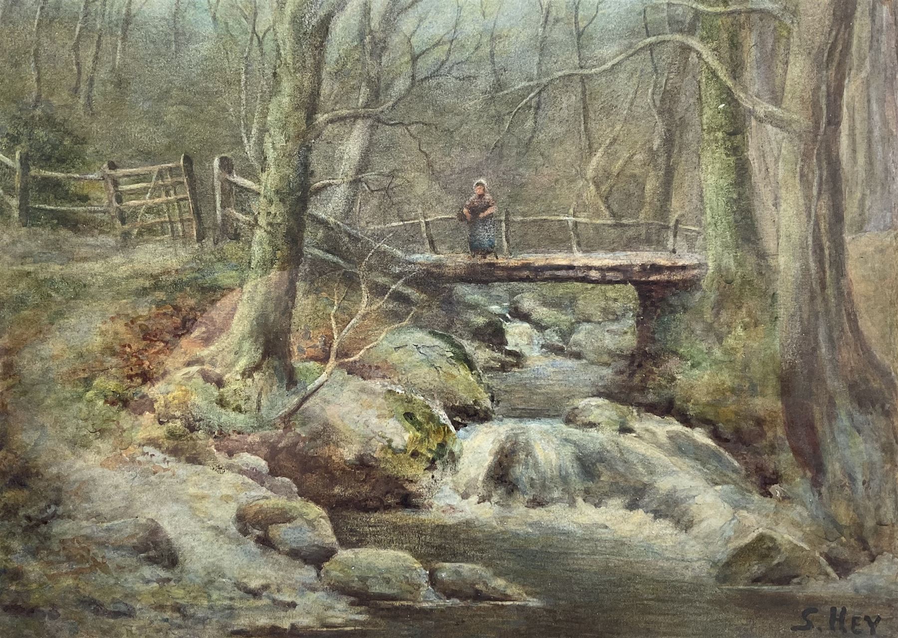 S Hey (British 19th/20th Century): A Glen in North Wales, watercolour signed 23cm x 32cm 