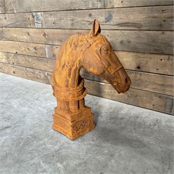 Cast iron Horse head on plinth