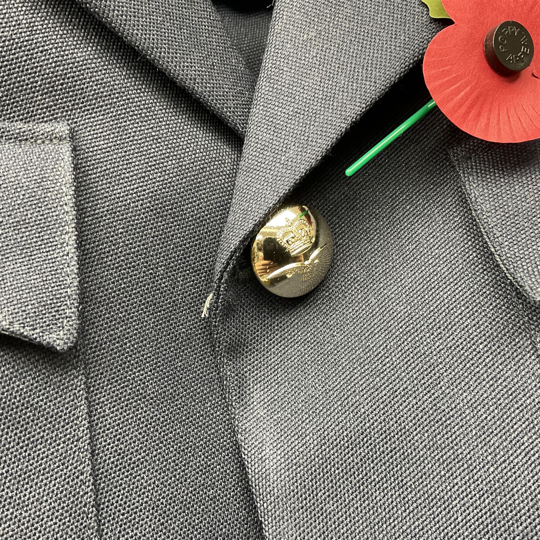 Two post-WWII British Army No.2 Dress tunics, one with Green Howards buttons; army shirt dated 1951; Royal Fleet Auxilliary jacket with trousers; three RAF/WAAF uniforms and RAF Greatcoat; and three canvas/webbing bags, two dated 1943 & 1945