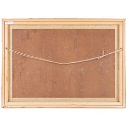 Lewis Creighton (British 1918-1996): Sheep on a Heather Moorland, oil on board signed 50cm x 72cm