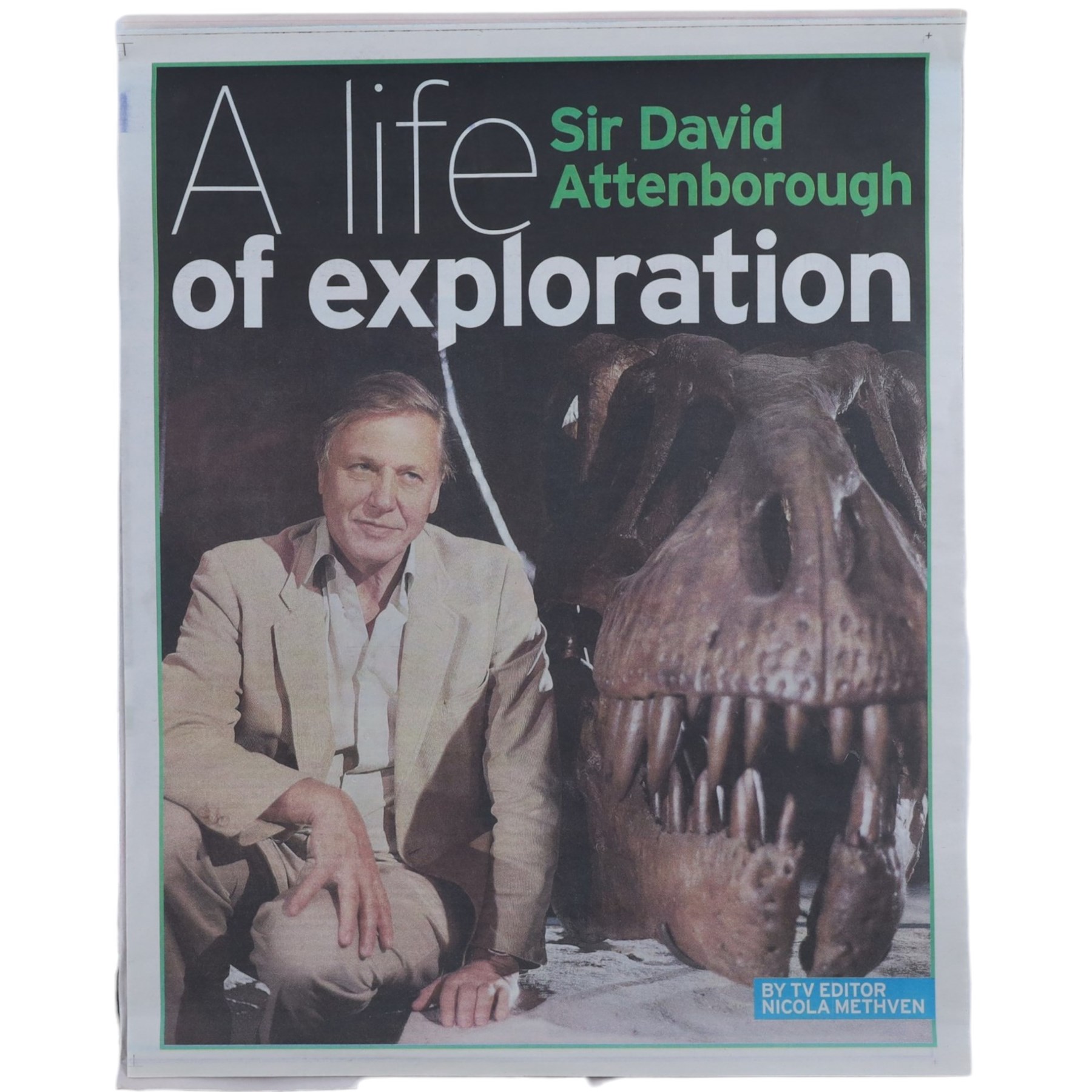 Collection of David Attenborough ephemera, to include 1976 first edition 'The Tribal Eye' hardback, framed signed items and Daily Mail Weekend 'Attenborough at 100 - My Life on Earth' newspaper