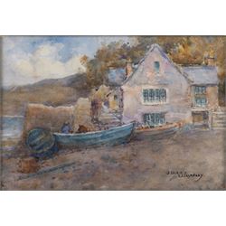 James Ulric Walmsley (British 1860-1954): House on the Lakeside and Moors Landscape, two watercolours  signed, 19cm x 28cm and 18.5cm x 26cm (2)