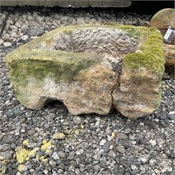 Small circular stone mortar, small stone wheel and a square stone trough - THIS LOT IS TO BE COLLECTED BY APPOINTMENT FROM DUGGLEBY STORAGE, GREAT HILL, EASTFIELD, SCARBOROUGH, YO11 3TX