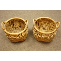  Pair wicker baskets with carrying handles, W50cm, H42cm  