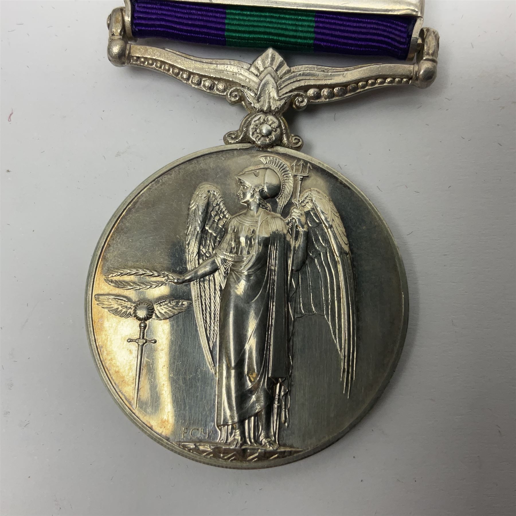 George VI General Service Medal with Palestine 1945-48 clasp awarded to 19150916 Gnr. G. Stewart R.A.; with ribbon