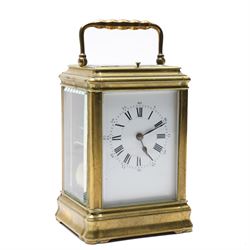 French-19th century 8-day quarter striking carriage clock with strike repeat in a Gorge ca...