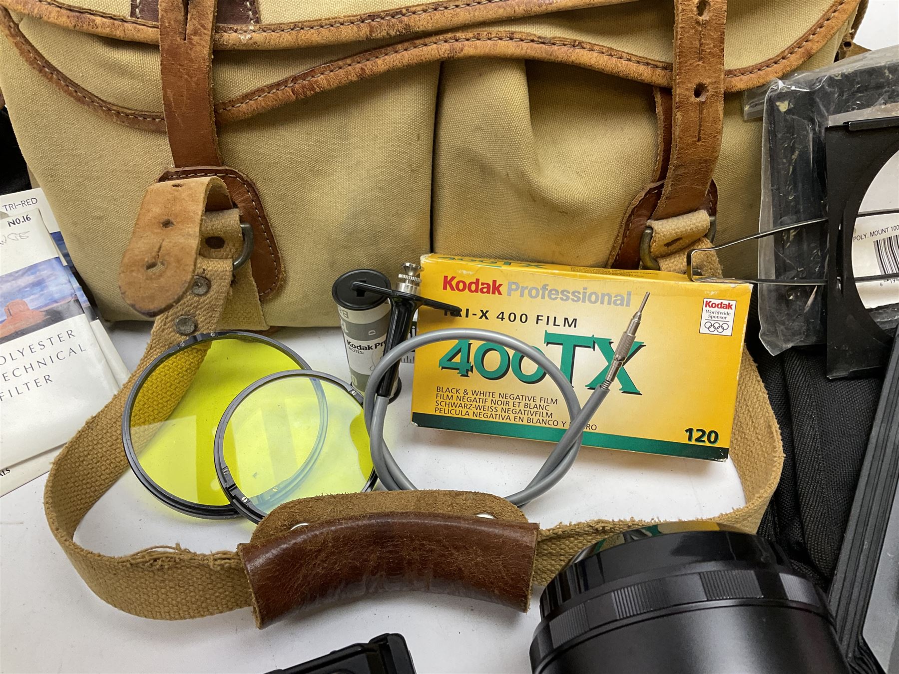 Pentax 67II camera with Asahi SMC Pentax - 6x7 ‘1:4 45mm’ lens, Asahi Takumar / 6x7 ‘1:4.5/75’ lens, Asahi Macro-Takumar / 6x7 ‘1:4/135’ lens, Asahi SMC Pentax - 6x7 ‘1:2.8 165mm’ lens, Asahi Pentax 6x7 rear converter ‘T6-2X’, lens filters and various other accessories, housed in a Billingham carry bag