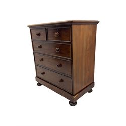 Victorian mahogany chest, fitted with two short and three long drawers