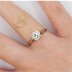 White gold single stone old cut diamond ring, stamped 18ct, diamond approx 1.05 carat