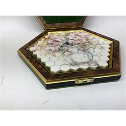 James Peters Worcester cased hexagonal ceramic jigsaw puzzle