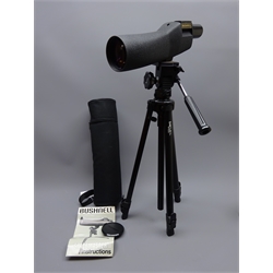  Bushnell Spacemaster II black crackle finish telescope with 22x W.A. eyepiece and Barclay SE2000 tripod stand with carry case  