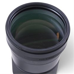 Sigma 150-600mm F5-6.3 DG camera lens, serial no. 53565860, boxed with soft case 
