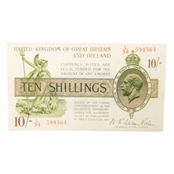 King George V Treasury series Warren Fisher ten shillings note, 6 November 1922