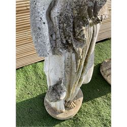 Cast stone garden figure and two bird baths  - THIS LOT IS TO BE COLLECTED BY APPOINTMENT FROM DUGGLEBY STORAGE, GREAT HILL, EASTFIELD, SCARBOROUGH, YO11 3TX