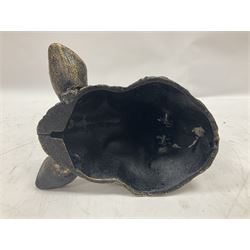 Bronzed effect painted cast iron wall hanging Boar head with metal ring, H24CM