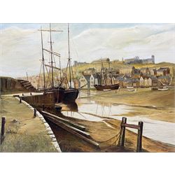 TA Lee (British 20th century): Up River Esk Whitby, oil on board signed 45cm x 60cm